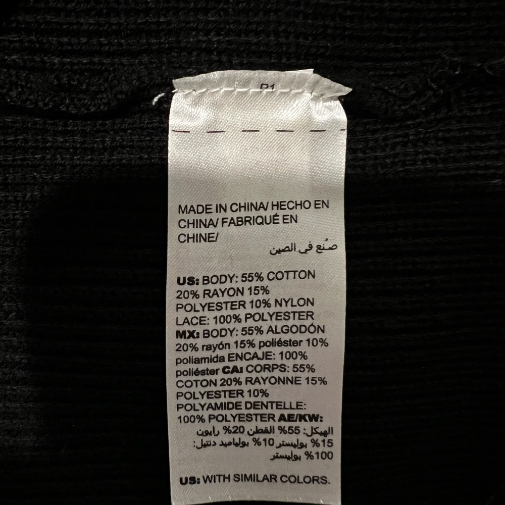Chico's Black Size Large Lace Sleeve Pullover Sweater - Picture 7 of 8